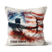 Load image into Gallery viewer, Vintage Smoke Us Flag Archer Custom Pillows, Patriotic Archery Pillows TDM0828