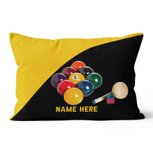 Load image into Gallery viewer, Custom Yellow Black Billiard Balls Pillow, Personalized Billiard Pillows TDM0883