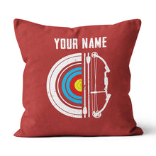 Load image into Gallery viewer, Personalized Red Target Archery Pillows, Custom Gifts For Archery Lovers VHM0829