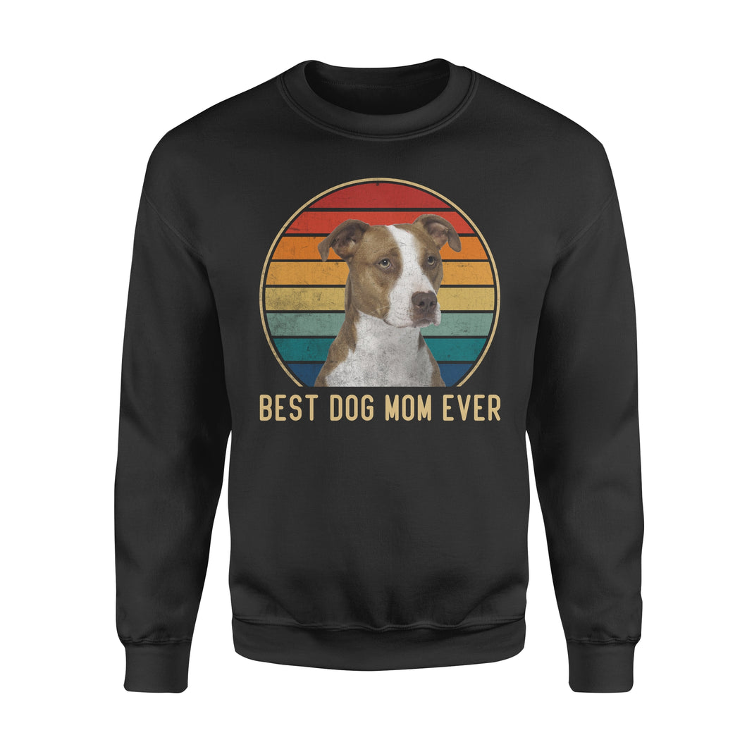Custom photo best dog mom ever vintage personalized gift crew neck sweatshirt