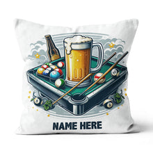 Load image into Gallery viewer, Funny Billiard Balls And Beer Custom White Pillow, Billiard Pillow Gifts TDM0839