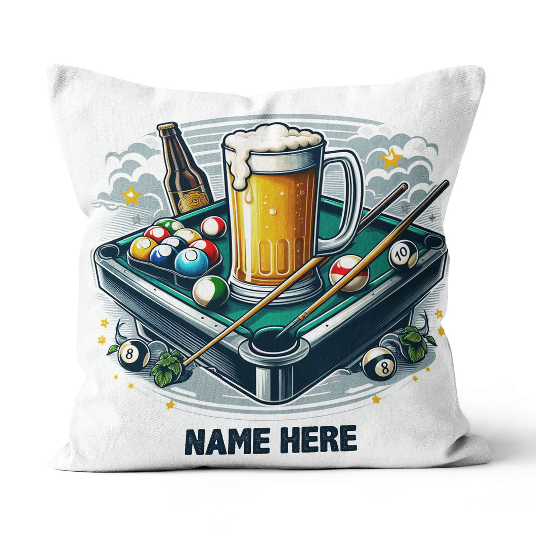 Funny Billiard Balls And Beer Custom White Pillow, Billiard Pillow Gifts TDM0839