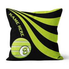 Load image into Gallery viewer, Customized Black And Lime Green Funny Billiard Pool Tennis Throw Pillows TDM0861