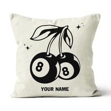 Load image into Gallery viewer, Personalized 8 Ball Cherry Billiards Pillows Custom Beige White Pillow TDM0742