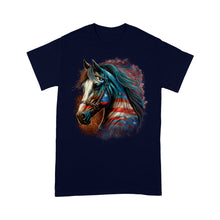 Load image into Gallery viewer, Love Horse American Flag T Shirts, Patriotic Horse Lovers Outfits IPHW3875