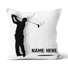 Load image into Gallery viewer, Silhouette Swing Golfer Custom Throw Pillow Personalized Golfing Gifts LDT1211
