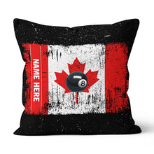 Load image into Gallery viewer, Personalized Canadian Flag Patriotic 8 Ball Pool Billiards Throw Pillow VHM0918