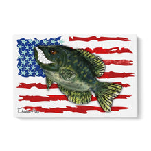 Load image into Gallery viewer, Angry Crappie fishing art with American flag ChipteeAmz&#39;s art Matte Canvas AT037