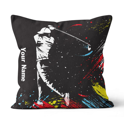 Colorful Watercolor Golfer Custom Pillow Personalized Cool Golf Gifts LDT1113