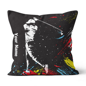Colorful Watercolor Golfer Custom Pillow Personalized Cool Golf Gifts LDT1113