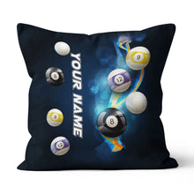 Load image into Gallery viewer, Personalized 3D Billiard Balls On Blue Glowing Pillow Best Custom Pillow TDM0759