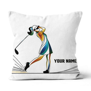 Colorful Continuous Golfer Custom Golf Pillow Personalized Golfing Gifts LDT1161