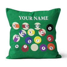 Load image into Gallery viewer, Personalized Billiard Balls Pillow Custom Throw Pillow Top Billiard Gift VHM0889