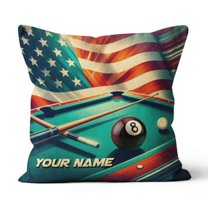 Personalized US Flag 8 Ball Billiard Pillow, Throw Pillow Billiard Gifts VHM0903