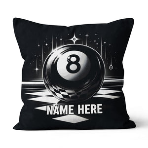 Billiard 8 Ball Pool Custom Name Black Pillow Best Billiard Pillow Gifts TDM0873