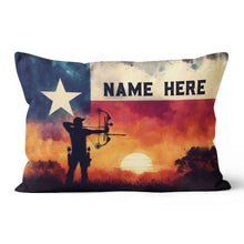 Load image into Gallery viewer, Personalized Texas Flag Archery Pillow, Patriotic Pillow Gift For Archer TDM0864