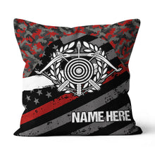 Load image into Gallery viewer, Personalized Red Retro US Flag Archery Pillow Gifts For Archery Lovers VHM0912