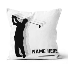 Load image into Gallery viewer, Silhouette Swing Golfer Custom Throw Pillow Personalized Golfing Gifts LDT1211