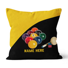 Load image into Gallery viewer, Custom Yellow Black Billiard Balls Pillow, Personalized Billiard Pillows TDM0883