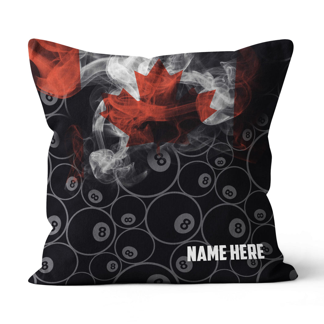 Personalized Vintage Smoke Canadian Flag 8 Ball Billiard Throw Pillow VHM0909