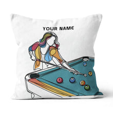 Load image into Gallery viewer, Multicolor Continuous Line Funny Players Billiards Custom White Pillows TDM0822