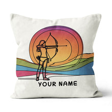 Load image into Gallery viewer, Multicolor Continuous Line Funny Player Archery Custom Name White Pillow TDM0825
