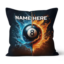Load image into Gallery viewer, 3D 8 Ball Pool Water And Fire Pillow Custom Unique Billiard Pillow Gifts TDM0875
