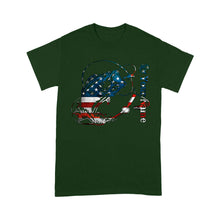 Load image into Gallery viewer, US Bass Fishing American Flag Custom name T-shirt D02 NQS1248