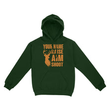 Load image into Gallery viewer, Raise Aim Shoot Hunter Deer Hunting Gifts For Men Dad Custom Name Standard Hoodie FSD2124D06