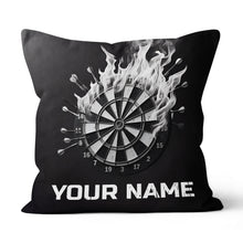 Load image into Gallery viewer, Black White Darts Flame Custom Throw Pillow Personalized Darts Gifts LDT1159