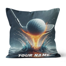 Load image into Gallery viewer, Fire &amp; Water Golf Club &amp; Ball Custom Throw Pillow Personalized Goft Gift LDT1154