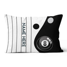 Load image into Gallery viewer, Custom Black White 8 Ball Pool Throw Pillow, Personalized Billiard Pillow Gifts TDM0859