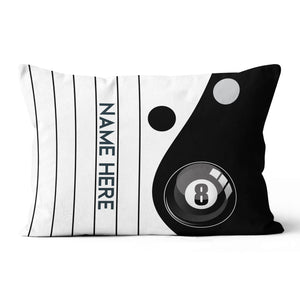 Custom Black White 8 Ball Pool Throw Pillow, Personalized Billiard Pillow Gifts TDM0859
