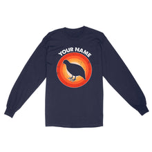 Load image into Gallery viewer, Quail Retro Vintage Sunset Custom Name Shirt, Quail Hunting Shirt, Gift for Quail Lover, Bird Lover Standard Long Sleeve FSD2350D08