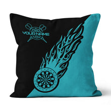 Load image into Gallery viewer, Turquoise Darts Flame Custom Throw Pillow Personalized Cool Darts Gifts LDT1098