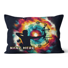 Load image into Gallery viewer, Personalized Archery Colorful Tie Dye Throw Pillow Custom Archery Gifts VHM0924