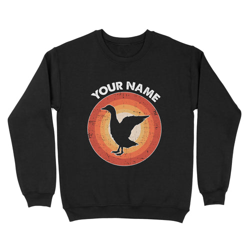 Goose Retro Vintage Sunset Custom Name Shirt, Goose Hunting Shirt, Personalized Gift for Goose Bird Lover Standard Sweatshirt FSD2347D08