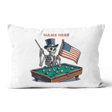 Load image into Gallery viewer, Personalized Funny Skeleton Playing Billiard Custom Name Billiard Pillow TDM0876