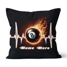 Load image into Gallery viewer, Funny Heartbeat Pulse 8 Ball Pool Flame Customized Name Billiard Pillows TDM0890