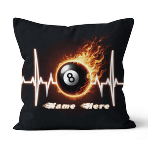 Funny Heartbeat Pulse 8 Ball Pool Flame Customized Name Billiard Pillows TDM0890