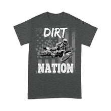 Load image into Gallery viewer, Dirt Bike Men T-shirt - Dirt Nation American Flag Biker Tee - Cool Extreme Motocross Shirt| NMS235 A01