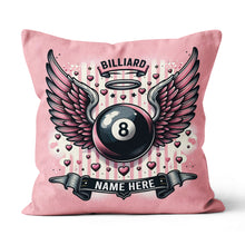 Load image into Gallery viewer, Personalized Pink Billiard With Wings Pillow, Best Valentine Gifts For Billiard Lover TDM0884