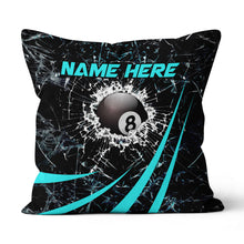Load image into Gallery viewer, Personalized Blue Glass Break 8 Ball Billiard 3D Pillow, Billiards Gifts VHM0921