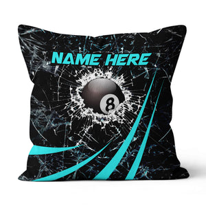 Personalized Blue Glass Break 8 Ball Billiard 3D Pillow, Billiards Gifts VHM0921