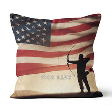Load image into Gallery viewer, Personalized US Flag Men Player Archery Pillow, Gifts For Archery Lovers VHM0906