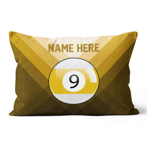 Personalized Yellow 9 Ball Billiard Pillow Custom Gifts For Pool Players VHM0927