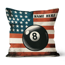 Load image into Gallery viewer, Personalized Vintage US Flag 8 Ball Billiard Pillow Custom Billiard Gift VHM0922