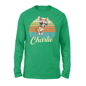 Custom name awesome Chihuahua 1970s vintage retro personalized gift - Standard Long Sleeve