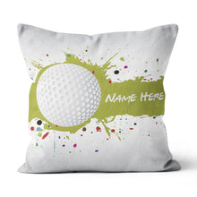 Load image into Gallery viewer, Green Splash Golf Ball Custom Throw Pillow Personalized Golfing Gifts LDT1201
