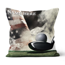 Load image into Gallery viewer, Smoke American Flag Custom Golf Pillow Patriotic Personalized Golf Gifts LDT1188